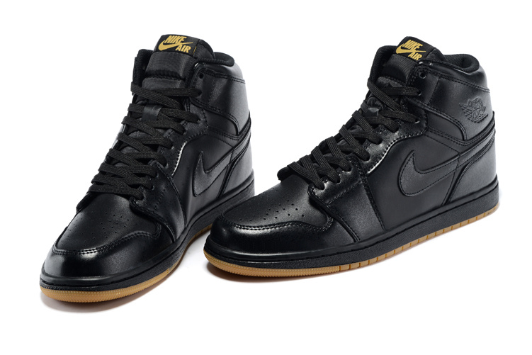 Real Jordn 1 Retro High OG Black Yellow Shoes - Click Image to Close